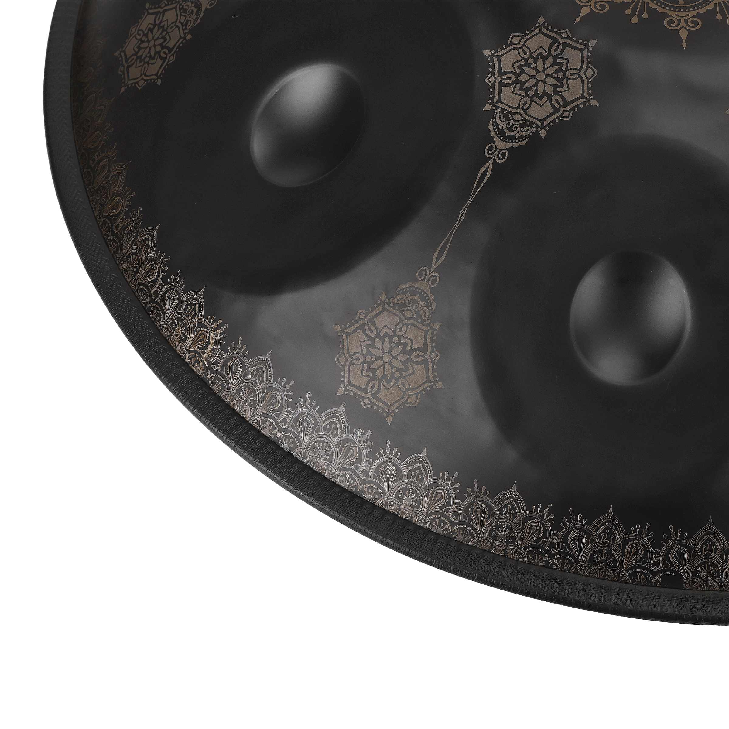 Close-up of detailed black handpan pattern